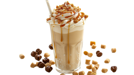 Butterscotch Milkshake Delight Isolated On Transparent Background