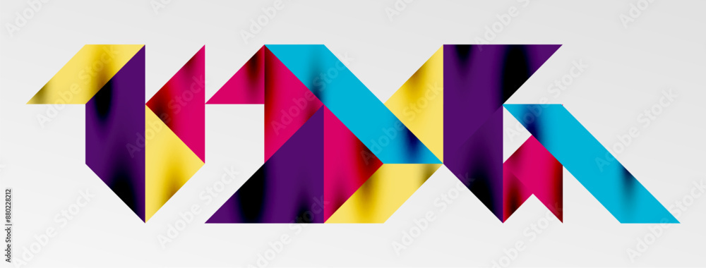 Poster Tech minimal overlapping triangle shapes elements geometric graphic pattern