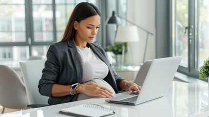 The pregnant woman at work