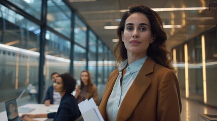 The businesswoman in office meeting