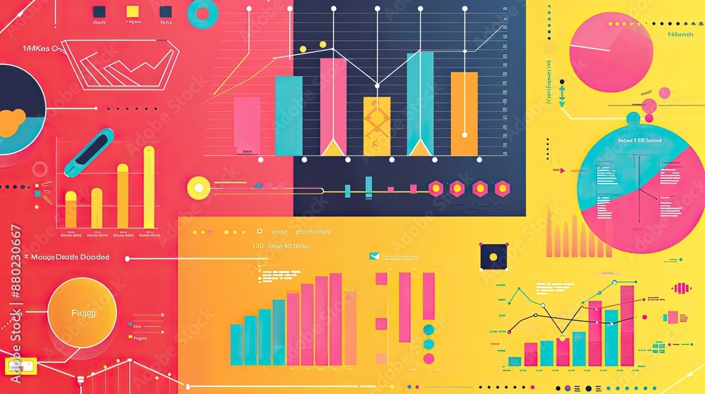 Fototapete bright and colorful infographic-style background for data-driven presentations.