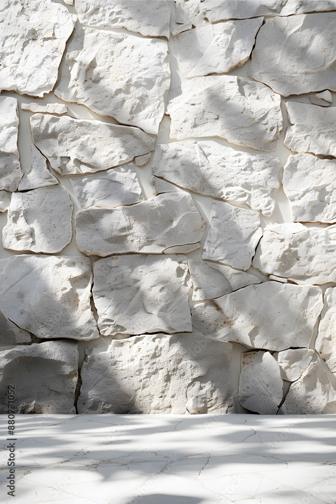 Poster white stone wall with shadows of trees. 3d rendering. abstract background for product presentation a