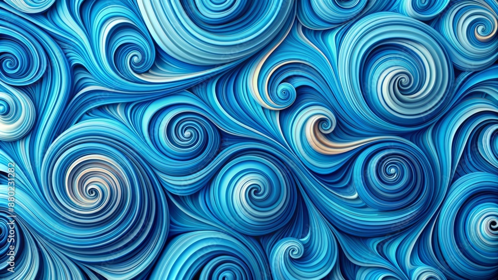 Aufkleber vibrant blue abstract paper texture featuring dynamic swirls and whirlpools creating a mesmerizing m