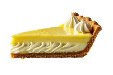 Gourmet Key Lime Pie with Cream Isolated On Transparent Background