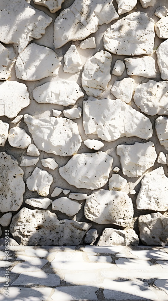 Poster white stone wall with shadows of trees. 3d rendering. abstract background for product presentation a