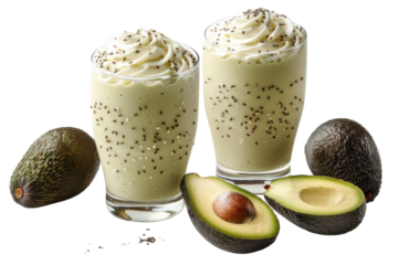 Delicious Avocado Milkshake Isolated On Transparent Background