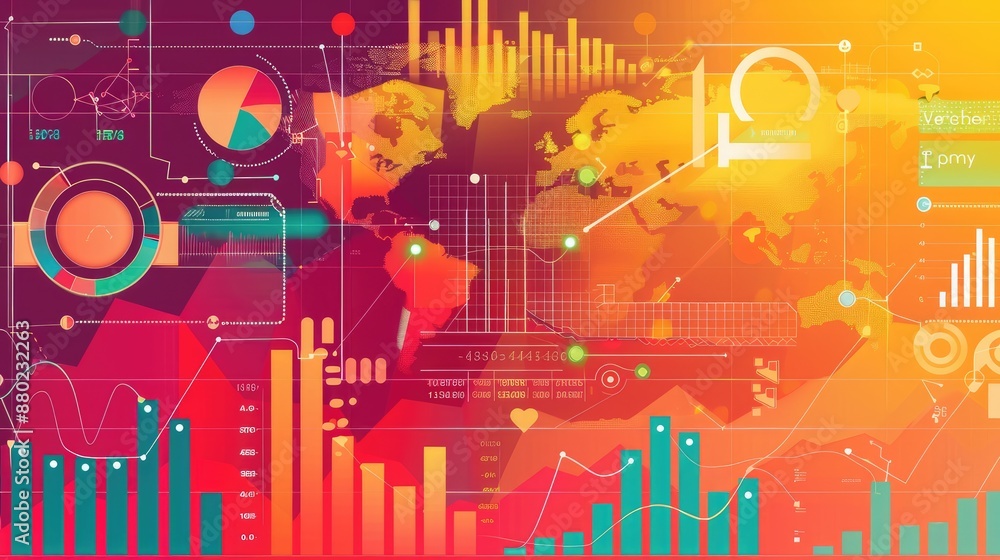 Fototapete bright and colorful infographic-style background for data-driven presentations.