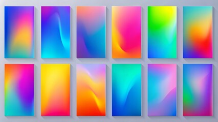 Fototapeta premium Vibrant abstract blurred color gradient backgrounds with modern templates for brochures posters banners flyers cards in vector illustration style.