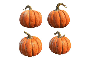 Pumpkin set isolated on transparent background