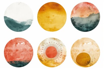 Abstract Simple Icon Clipart Set of Blush Scandinavian Nordic Boho Geometric Shapes with Bold Strokes, Soft Wash, and Minimalist Detail - Organic Charming Rhythmic Bold Block Doodle Print Decoration