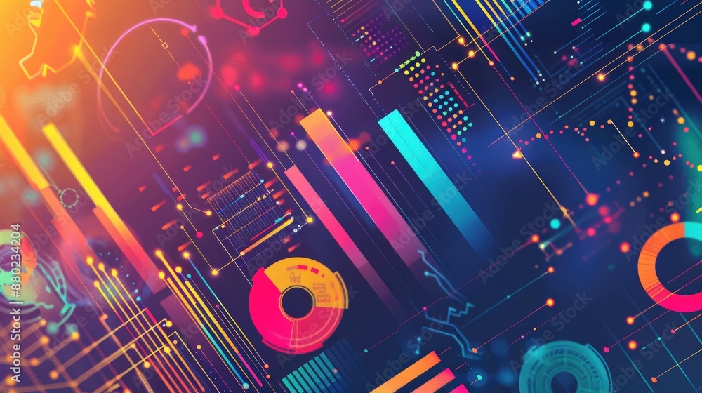 Poster bright and colorful infographic-style background for data-driven presentations.