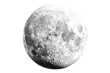 Round moon isolated on transparent background