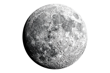 Round moon isolated on transparent background