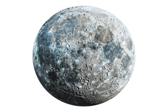 Round moon isolated on transparent background