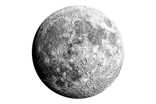Round moon isolated on transparent background