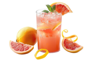 Refreshing Grapefruit Lemonade Isolated On Transparent Background