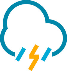Blue line cloud rain thunderstorm weather icon PNG