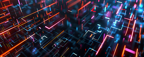 Fototapeta premium Digital background perfect for tech processes, neural networks, artificial intelligence, data transfer and security, digital storage, multimedia presentations, scientific studies, education, etc.