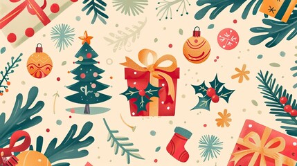 Charming holiday-themed illustrations with festive colors and motifs.