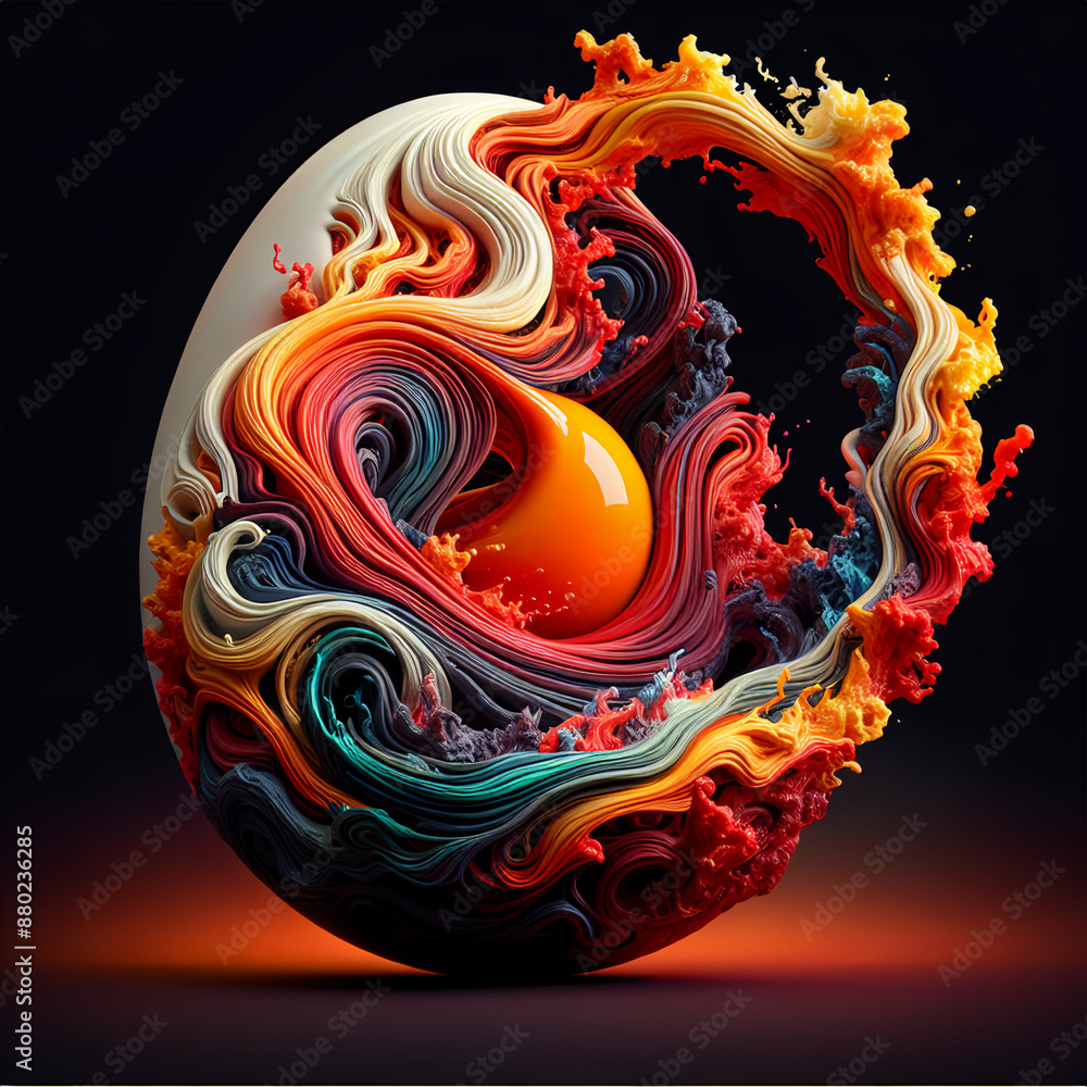 Poster 3d rendering of an abstract colorful egg