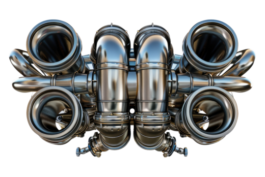 Vehicle exhaust system isolated on transparent background