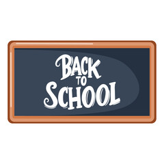 Obraz premium A chalkboard with the words back to school written on it. The chalkboard is black and wooden