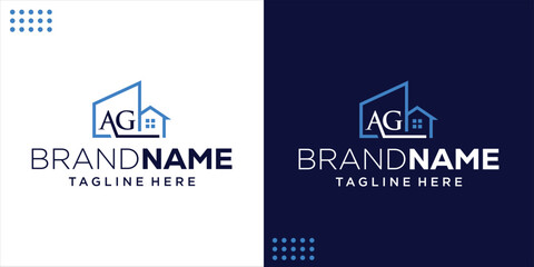 Creative AG logo for houses and buildings, design inspiration, illustration, vector