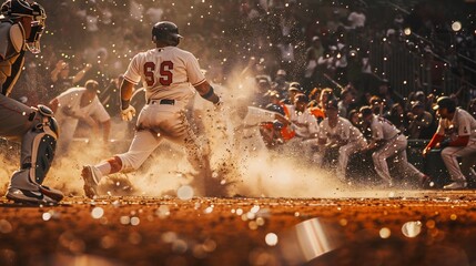 Baseball player's victory celebration