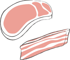 豚ロースと豚バラ肉のイラスト