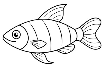 Fish icon silhouette vector line art illustration