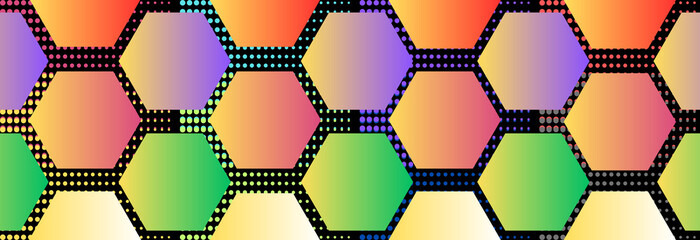 abstract background with squares illustration of repeating hexagonal pattern, colorful rainbow, for background