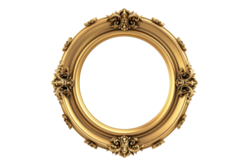 Antique gold frame isolated on transparent background