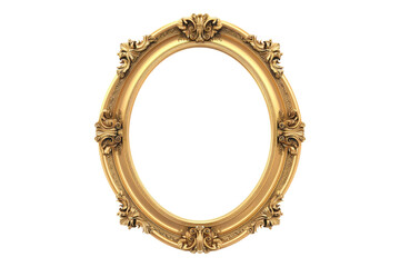 Antique gold frame isolated on transparent background