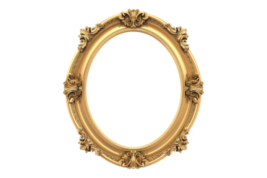 Antique gold frame isolated on transparent background