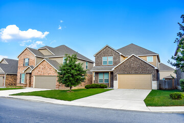 Stunning New Modern Home Build Under Clear Blue Sky for Real Estate Image or Flyers in the background