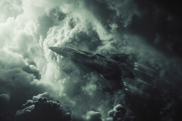 An alien spaceship in a cosmic cloud 