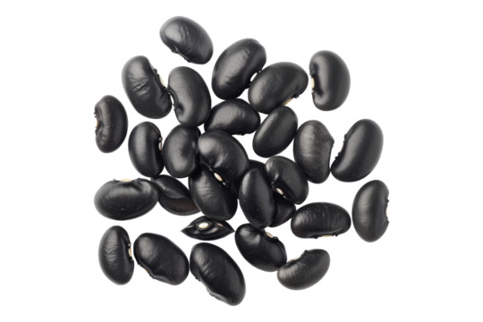 Black beans isolated on transparent background