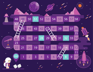 World tour board game template,Funny frame, ladders game, Vector illustrations. © issaystudio