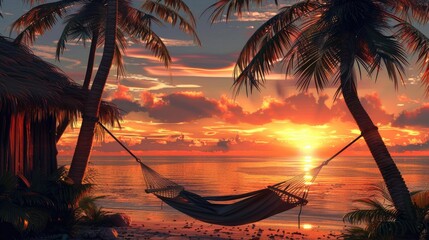 Fototapeta premium Photorealistic Summer Beachside Cottage | Summer Background | Photorealistic