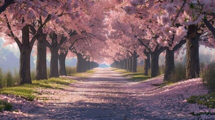 Naklejka premium Photorealistic Summer Cherry Blossoms | Summer Background | Photorealistic