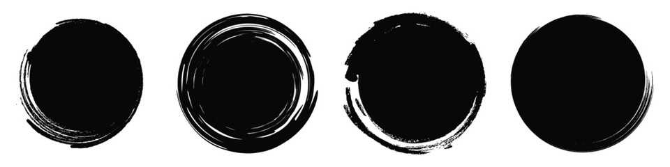 Grunge round shapes. Grunge banner collection.circular background of black ink drawn by hand with a brush.