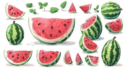 Watermelon Illustration Set