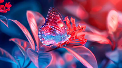 close up illustration butterfly on flower with color full and  vibrant