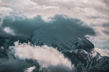 Panoramic view of the Langkofel Group from Seiser Alm in the Dolomites in South Tyrol, Italy.
