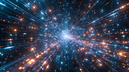 Obraz premium A futuristic grid network with luminous blue lines and nodes