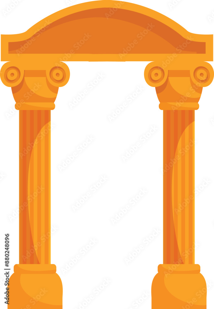 Poster ancient entrance with two columns and upper part is isolated on white background