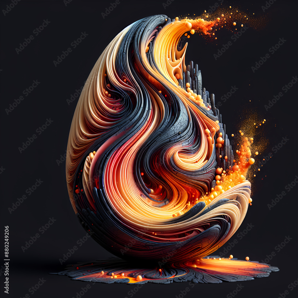 Fototapete 3d rendering of an abstract organic form with vibrant colors and a sense of movement. the image is b