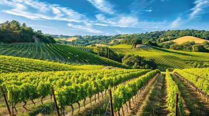 Fototapeta premium Photorealistic Summer Vineyards | Summer Background | Photorealistic