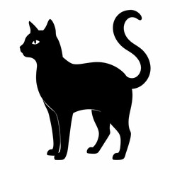 Black cat vector illustration, cat vector art, halloween black cat silhouette, black cat cartoon vector art