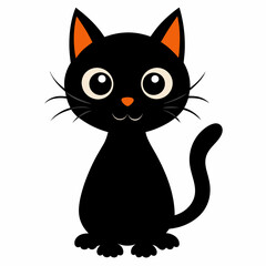Black cat vector illustration, cat vector art, halloween black cat silhouette, black cat cartoon vector art